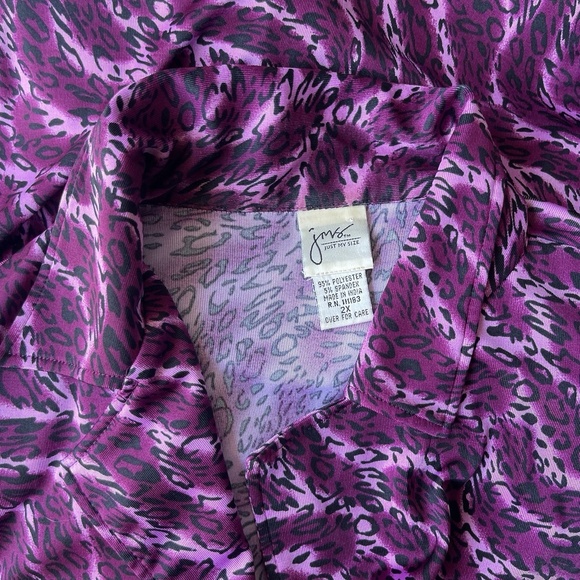 JUST MY SIZE Purple Animal Print Tunic Top Plus 2X Slinky Knit Versatile Shirt - Picture 4 of 4